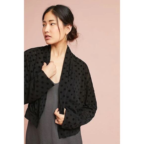Anthropologie Ett:twa Lawrence Velvet Polka Dot Jacket Small Women’s Black - Picture 1 of 6